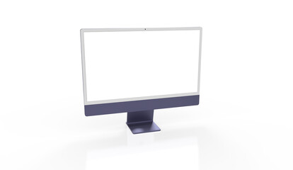 Realistic flat screen computer monitor 3de style mockup with blank screen isolated 3d