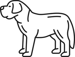 St. Bernard Swiss mountain dog isolated thin line
