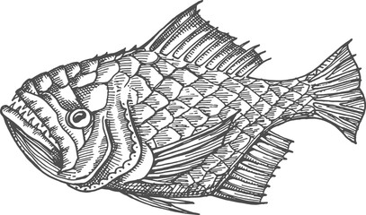 Bloodthirsty predatory fish isolated piranha icon