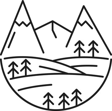 recommend clip art: Alps mountains scenery landscape thin line icon