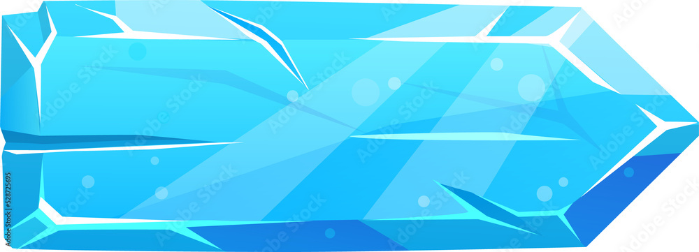 Poster blue arrow icon with iced texture frozen pointer