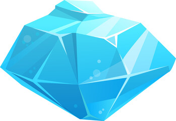 Frozen cartoon glacial crystal isolated blue stone