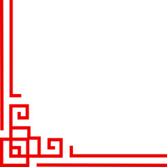 Corner art deco frame with swirls, chinese pattern