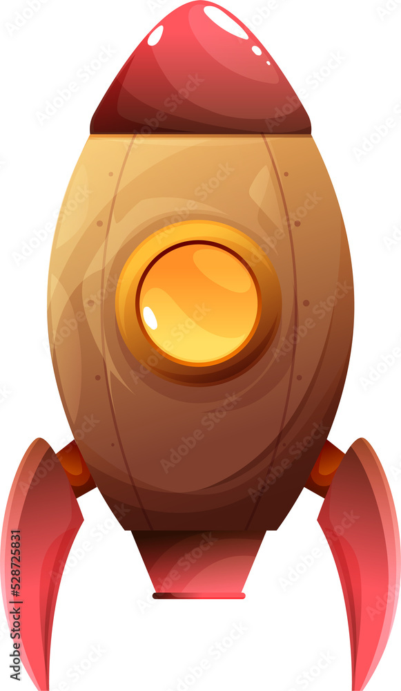 Poster fantasy rocket flying on speed with flame isolated