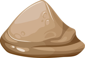 Slab boulder icon isolated big granite rock stone