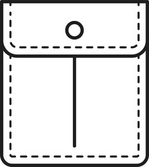 Pouch bag pocket on jeans with button, stitch bag