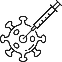 Corona virus bacteria with shot, injection icon