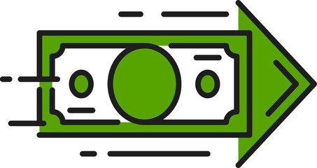 Money transfer icon, fast cash receiving isolated