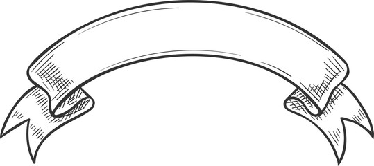 Sketch ribbon or banner flag, vintage scroll label