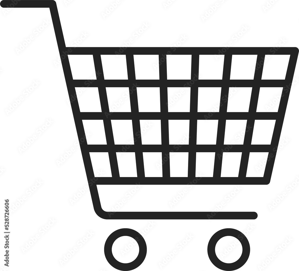 Poster empty shopping cart isolated trolley on wheels
