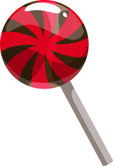 Striped lolly candy on stick isolated 3D lollipop