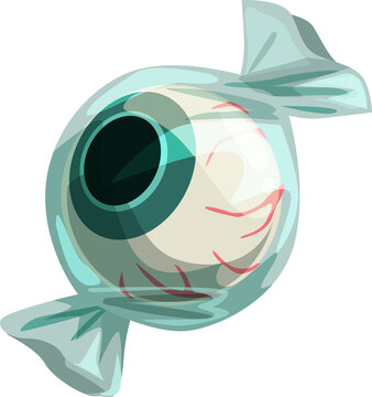 Caramel candy dead eye, Halloween treat isolated