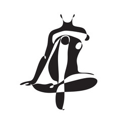 Cubism abstract woman sexy nude body, line drawing, trendy vector art, fashion cute minimal design. Contemporary monohrome artwork