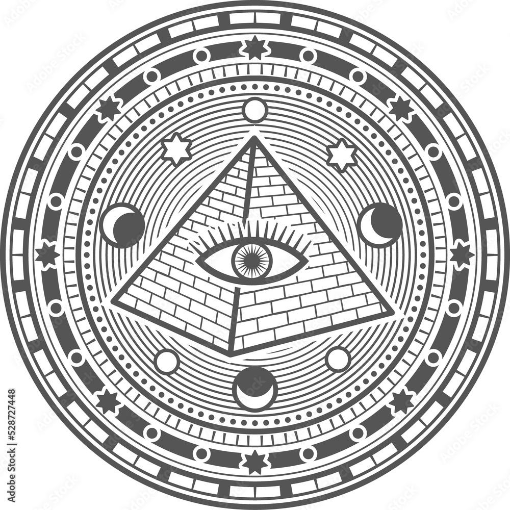 Wall mural Esoteric occult vector symbol Eye in egypt pyramid