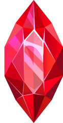 Red magic crystal, oval gem rock icon, ruby