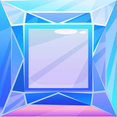Blue magic crystal, faceted gem, rock vector icon,