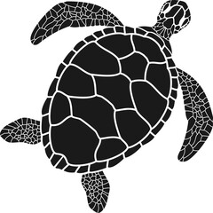 Sea turtle, seafood and fishing reptile silhouette