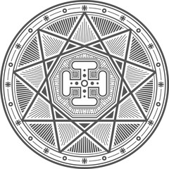 Esoteric occult vector symbol of cross inside star