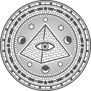 Esoteric occult vector symbol Eye in egypt pyramid