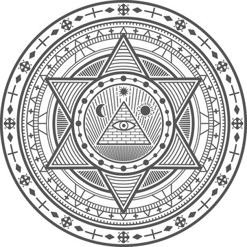 Esoteric occult symbol Eye of Providence, pyramid
