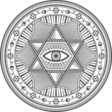 Esoteric occult symbol vector Eye inside of star