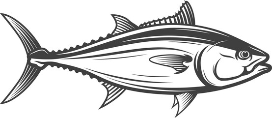 Bluefish tuna mascot isolated mackerel fish icon - obrazy, fototapety, plakaty
