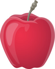 Red apple fruit, isolated ripe garden vector plant