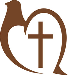Crucifix, dove christianity religion vector icon