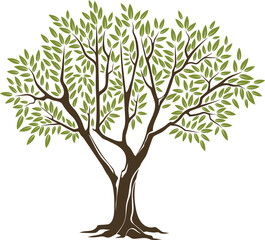 Obraz premium Olive tree vector icon. Plant branches with leaves