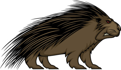 Porcupine or hedgehog vector animal. Wild mammal
