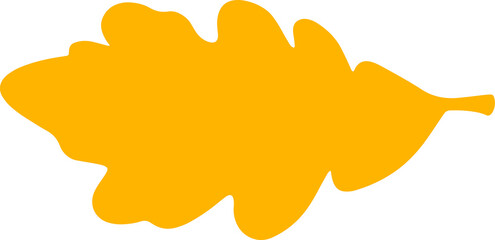 Oak or acorn tree leaf isolated yellow silhouette