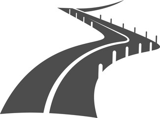 Road, pathway, highway turn on right vector icon