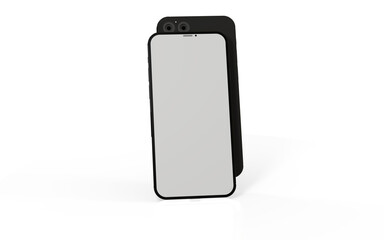 3d smartphone with blank screen isolated