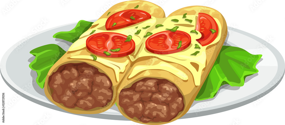 Sticker Burrito, fast food menu snacks and sandwiches icon