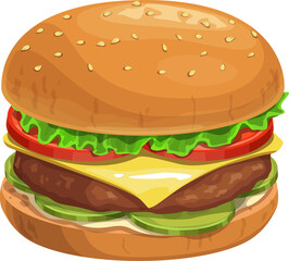 Cheeseburger burger, fast food sandwich menu icon