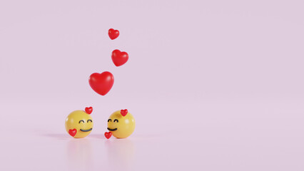 Hearts And Lovers Emojis 3d Render