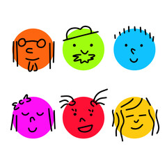 Set of Various bright basic Geometric Figures with face emotions.