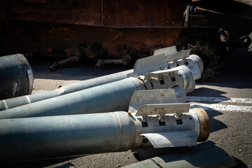 Unexploded Russian shells during the war in Ukraine