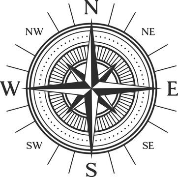 Rose of wind isolated windrose compass icon