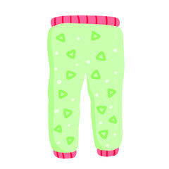 Baby pants. Infant clothes and pajamas with pattern. Cartoon illustration