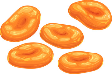 Dried apricot vector icon. Sugared sweet fruits