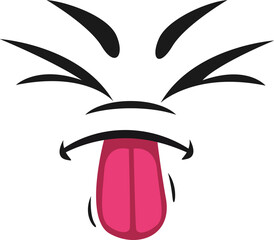 Cartoon face with sticking tongue and closed eyes © Vector Tradition
