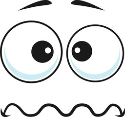 Cartoon face frightened or worry emoji, vector