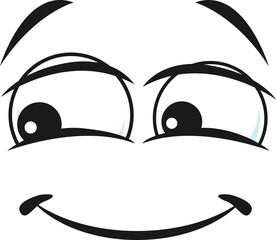 Cartoon smiling face, vector friendly funny emoji