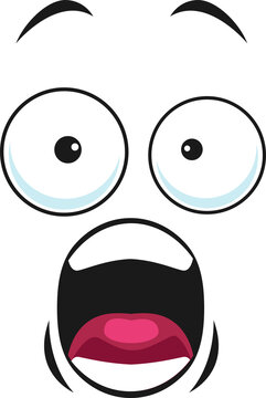 Cartoon yelling face vector icon, shocked emoji