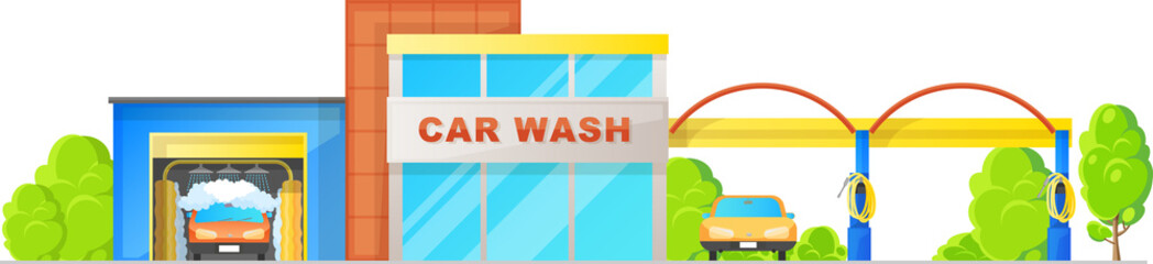 Car wash station building. Carwash service icon