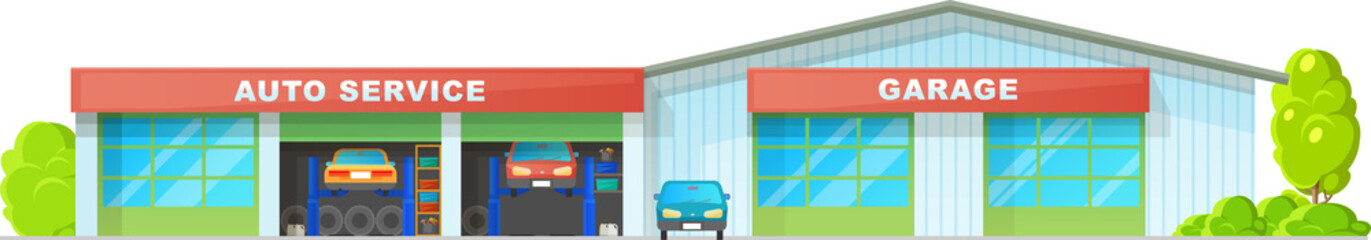 Auto service and garage station building icon