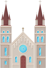 Catholic church vector icon, antique building