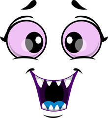Cartoon monster smile face isolated vector icon