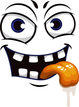 Cartoon face isolated vector icon, lustful emoji